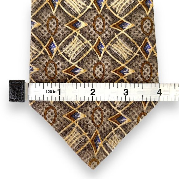 Robert Talbott BOC Men's Tie Size 4 x 58.5 Brown Gold Blue 100% Silk Jacobson's - Picture 10 of 11